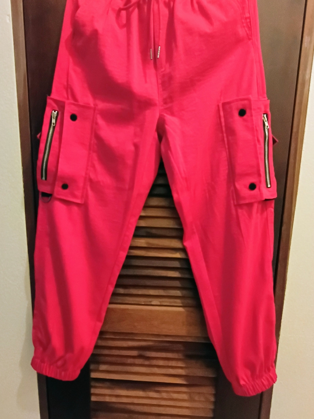 Bright Red Cargo Jogger Pants